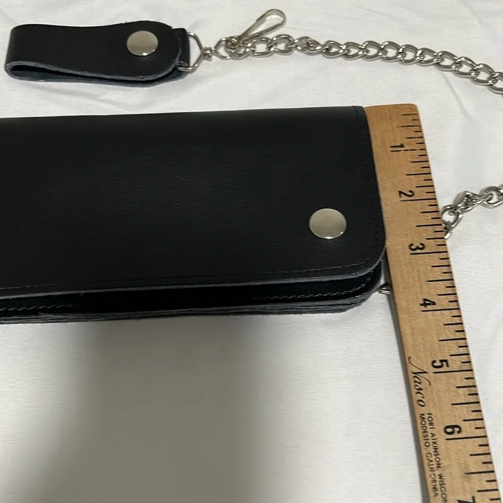 Genuine leather made in the USA black motorcycle wristlet